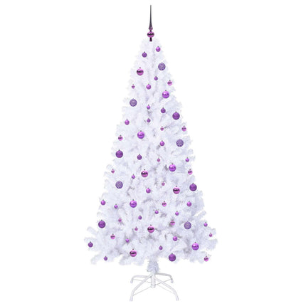 Konstgjord julgran med 300 LED-lampor Vit 210 cm PVC och stål
