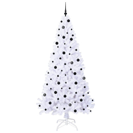 Konstgjord julgran med 300 LED-lampor Vit 240 cm PVC och stål