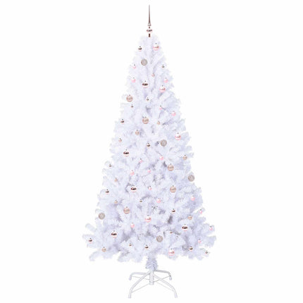 Konstgjord julgran med 300 LED-lampor Vit 240 cm PVC och stål