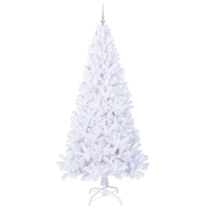 Konstgjord julgran med 300 LED-lampor Vit 240 cm PVC och stål