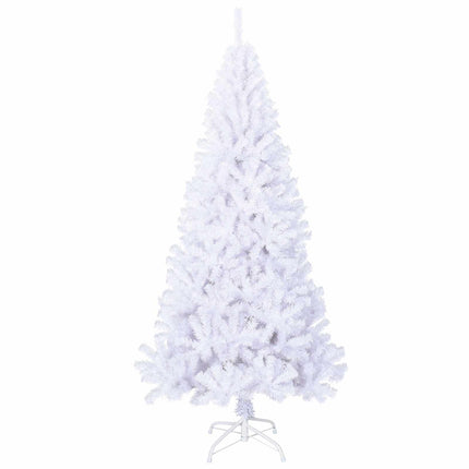 Konstgjord julgran med 300 LED-lampor Vit 240 cm PVC och stål