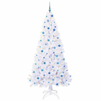 Konstgjord julgran med 300 LED-lampor Vit 240 cm PVC och stål