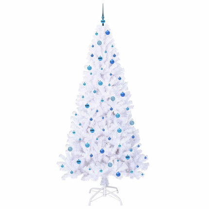 Konstgjord julgran med 300 LED-lampor Vit 240 cm PVC och stål