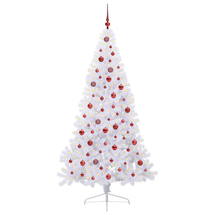 Konstgjord julgran med 300 LED-lampor Vit 210 cm PVC och stål