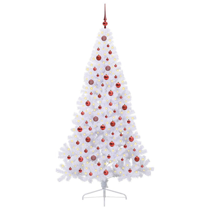 Konstgjord julgran med 300 LED-lampor Vit 210 cm PVC och stål