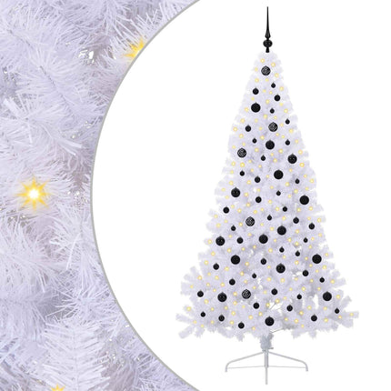Konstgjord julgran med 300 LED-lampor Vit 210 cm PVC och stål