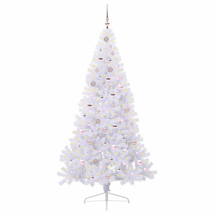 Konstgjord julgran med 300 LED-lampor Vit 210 cm PVC och stål