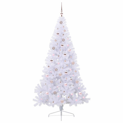 Konstgjord julgran med 300 LED-lampor Vit 210 cm PVC och stål