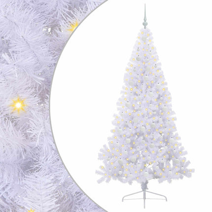 Konstgjord julgran med 300 LED-lampor Vit 210 cm PVC och stål