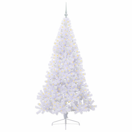 Konstgjord julgran med 300 LED-lampor Vit 210 cm PVC och stål