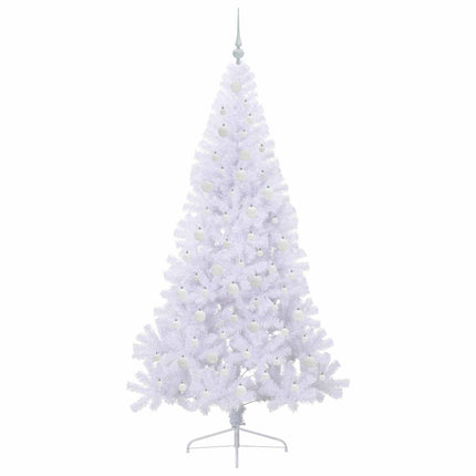 Konstgjord julgran med 300 LED-lampor Vit 210 cm PVC och stål