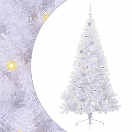 Konstgjord julgran med 300 LED-lampor Vit 210 cm PVC och stål