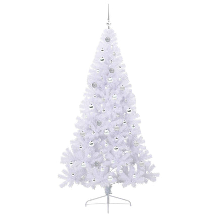 Konstgjord julgran med 300 LED-lampor Vit 210 cm PVC och stål