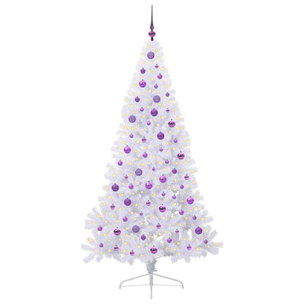 Konstgjord julgran med 300 LED-lampor Vit 210 cm PVC och stål