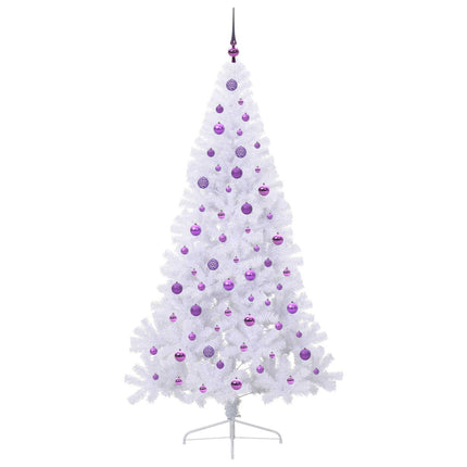 Konstgjord julgran med 300 LED-lampor Vit 210 cm PVC och stål
