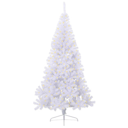 Konstgjord julgran med 300 LED-lampor Vit 240 cm PVC och stål