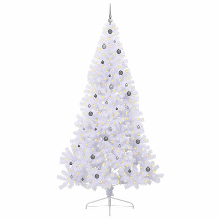 Konstgjord julgran med 300 LED-lampor Vit 240 cm PVC och stål
