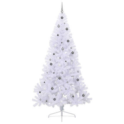 Konstgjord julgran med 300 LED-lampor Vit 240 cm PVC och stål