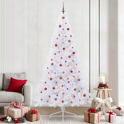 Konstgjord julgran med 300 LED-lampor Vit 240 cm PVC och stål