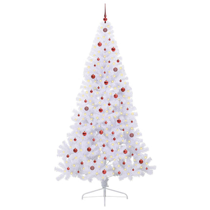 Konstgjord julgran med 300 LED-lampor Vit 240 cm PVC och stål