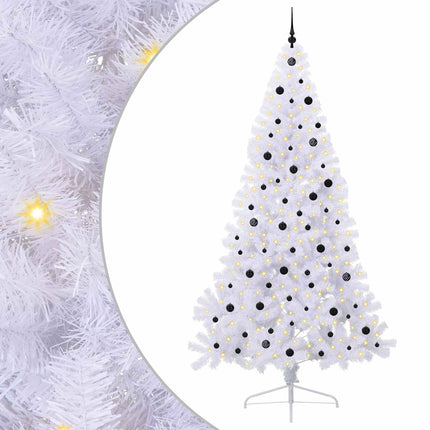 Konstgjord julgran med 300 LED-lampor Vit 240 cm PVC och stål