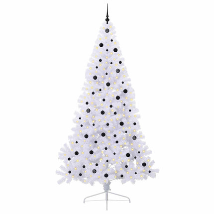 Konstgjord julgran med 300 LED-lampor Vit 240 cm PVC och stål