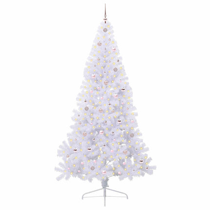 Konstgjord julgran med 300 LED-lampor Vit 240 cm PVC och stål
