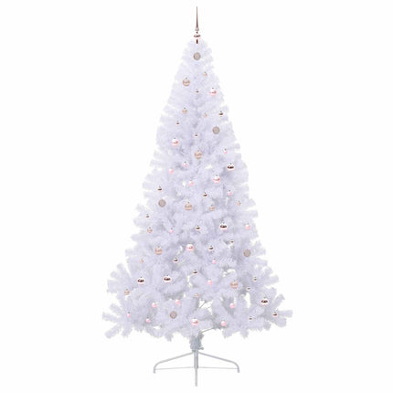 Konstgjord julgran med 300 LED-lampor Vit 240 cm PVC och stål