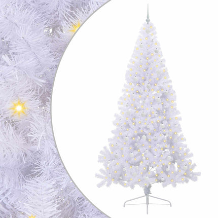 Konstgjord julgran med 300 LED-lampor Vit 240 cm PVC och stål