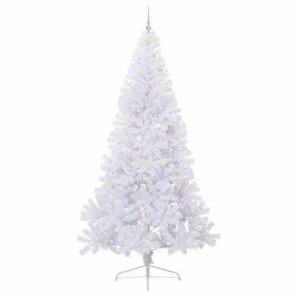 Konstgjord julgran med 300 LED-lampor Vit 240 cm PVC och stål