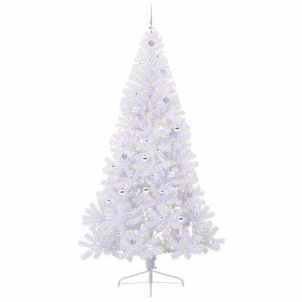 Konstgjord julgran med 300 LED-lampor Vit 240 cm PVC och stål