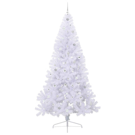 Konstgjord julgran med 300 LED-lampor Vit 240 cm PVC och stål