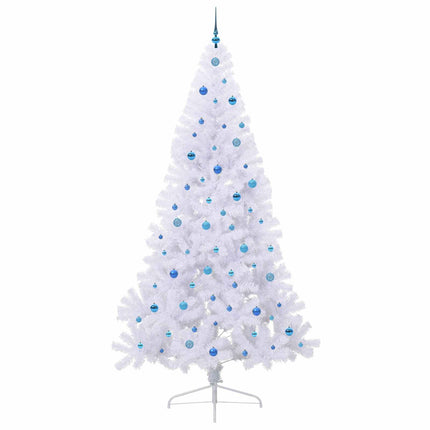 Konstgjord julgran med 300 LED-lampor Vit 240 cm PVC och stål