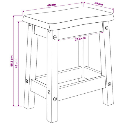 Barpall EKAI 2 pcs Svart 40 x 29 x 45,5 cm Massiv furu