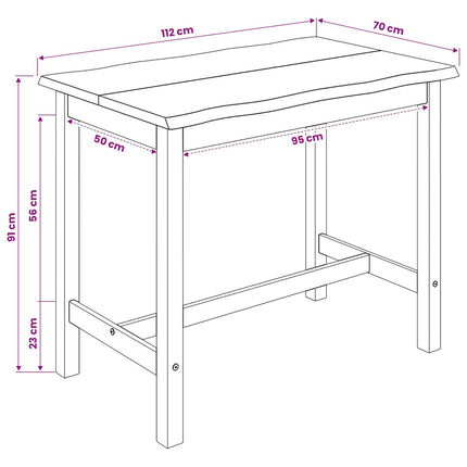 Högt Barbord EKAI Svart 112 x 70 x 91 cm Massiv furu