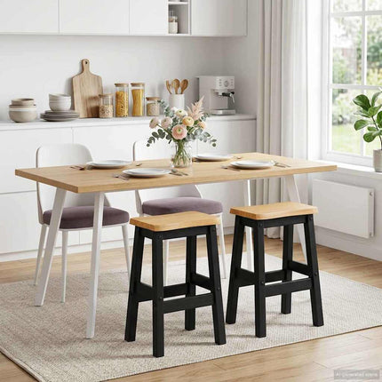 Hög Barstol EKAI 2 pcs Svart 40 x 29 x 63 cm Massiv furu
