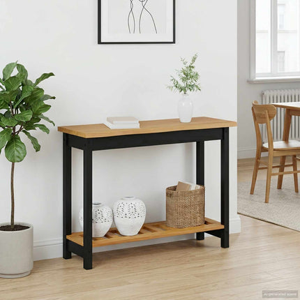 Konsolbord med hylla EKAI Svart 112 x 35 x 76 cm Massiv furu
