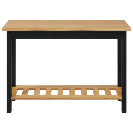 Konsolbord med hylla EKAI Svart 112 x 35 x 76 cm Massiv furu