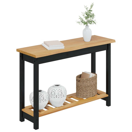 Konsolbord med hylla EKAI Svart 112 x 35 x 76 cm Massiv furu