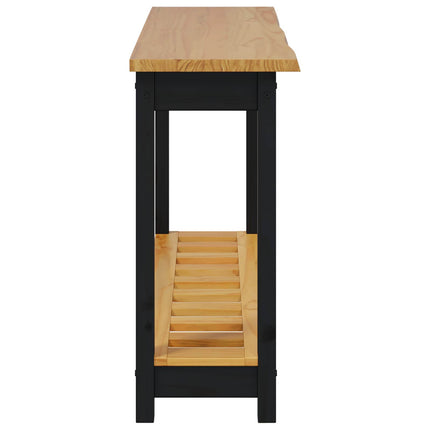 Konsolbord med hylla EKAI Svart 112 x 35 x 76 cm Massiv furu