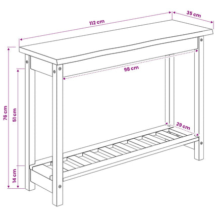 Konsolbord med hylla EKAI Vit 112 x 35 x 76 cm Massiv furu