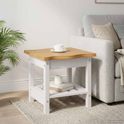 Sidobord med hylla EKAI Vit 50 x 50 x 45,5 cm Massiv furu