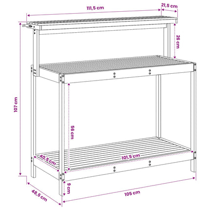 Utomhus planteringsbänk 111,5 x 48,5 x 107 cm Massivt Akaciaträ