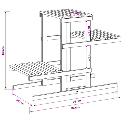Växtställ Vit 82 x 36 x 60 cm Massivt Akaciaträ