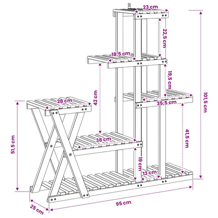 Växtställ Vit 95 x 25 x 101,5 cm Massivt Akaciaträ