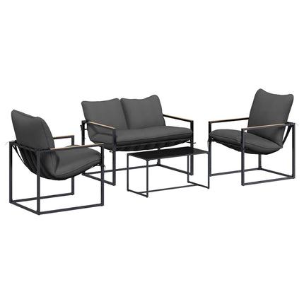 Trädgårdsoffset 4 pcs Svart och Anthracit Stål