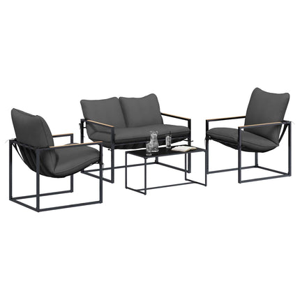Trädgårdsoffset 4 pcs Svart och Anthracit Stål