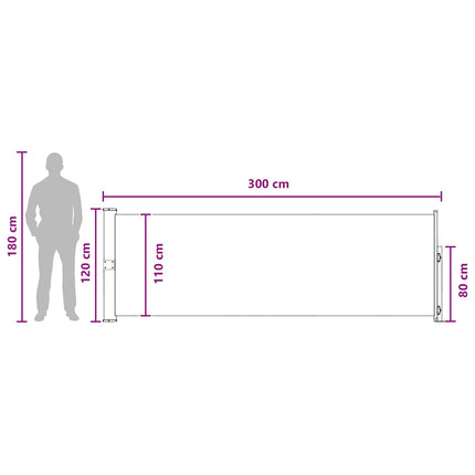 Utfällbar sidomarkis 120 x 300 cm Polyester Rektangulär Taupe