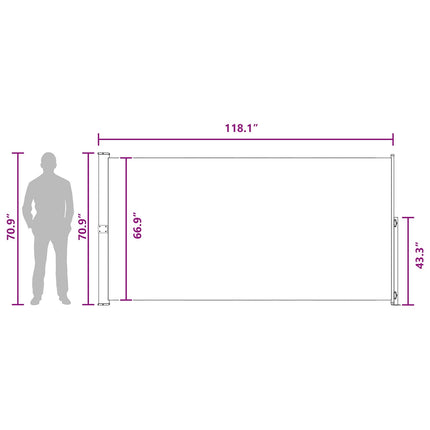 Utfällbar sidomarkis 180 x 300 cm Polyester Rektangulär Taupe