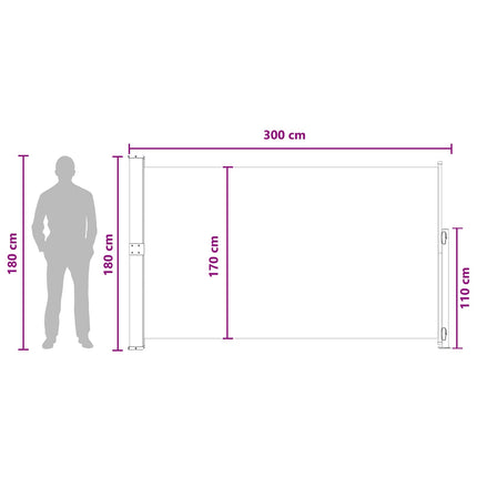 Utfällbar sidomarkis 180 x 300 cm Polyester Rektangulär
